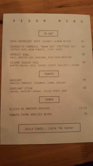 Vegan menu at Egg in Shanghai