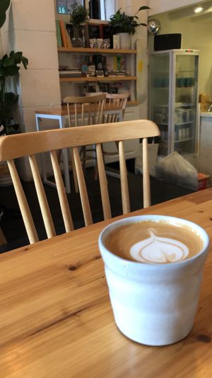 Great coffee made with cashew or oat milk at Egg in Shanghai