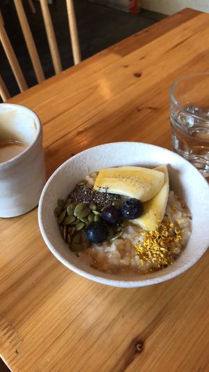 Try the rice porridge! Delicious.  at Egg in Shanghai