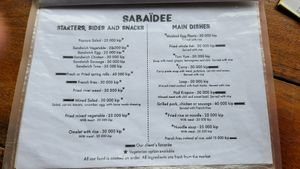 Menu at Sabaïdee in Phonsaly