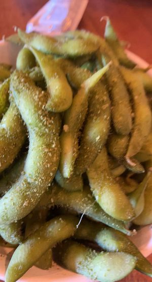 Edamame (with Matcha salt) (bad pic lol)  at Kokeshi in Salem