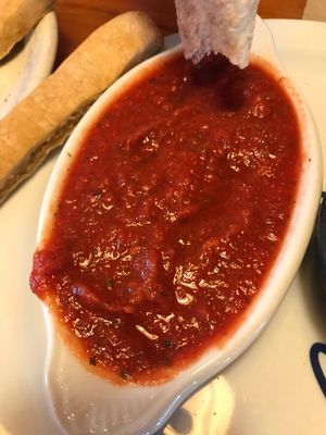 Wheat breadsticks and marinara…delicious !  at Mooses Tooth in Anchorage