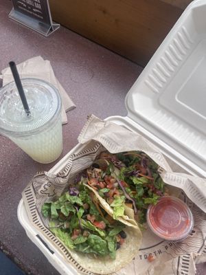 No picture of the pizza, but on mexican side got tofu tacos!  at Mooses Tooth in Anchorage