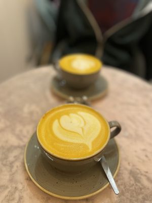 Tumeric latte at Vertigo - Cross St in Manchester