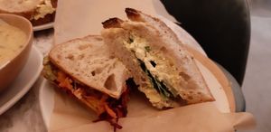 Sandwich of the day: 1 tofu (style or egg mayo ), the other one vegetables and houmous at Vertigo - Cross St in Manchester