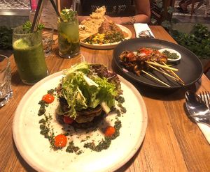 Pakora stacks & satay sticks  at Manggis in Canggu in Canggu
