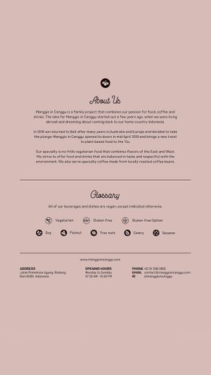 Menu at Manggis in Canggu in Canggu