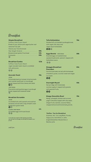 Menu at Manggis in Canggu in Canggu