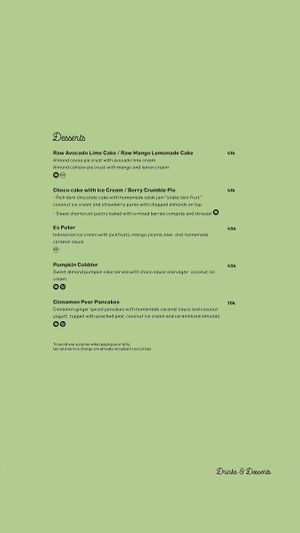 Menu at Manggis in Canggu in Canggu