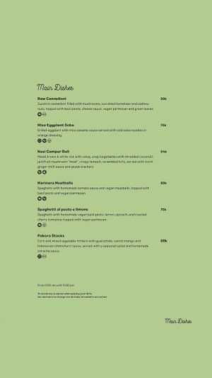 Menu at Manggis in Canggu in Canggu