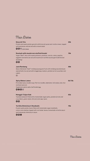 Menu at Manggis in Canggu in Canggu