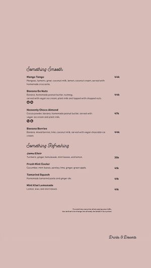 Menu at Manggis in Canggu in Canggu