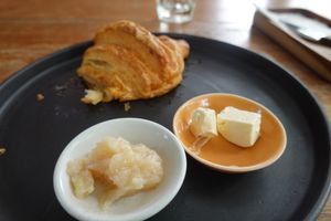 My first vegan croissant! With vegan butter and jam! Brilliant! at Manggis in Canggu in Canggu