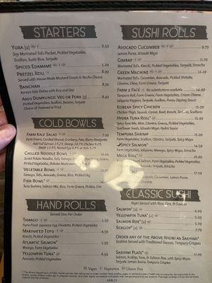 Gimbap should be vegan because they said no fish in kimchi. 1st said it was the teriyaki but that’s listed in several vegan dishes. Then admitted it’s kimchi. Beware if vegetar at Epiphany Farms in Bloomington