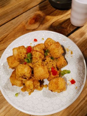 Salted egg tofu at Brainwave Cafe in Sydney