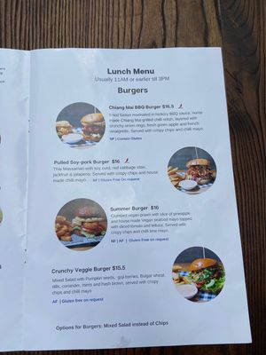 Menu at Brainwave Cafe in Sydney