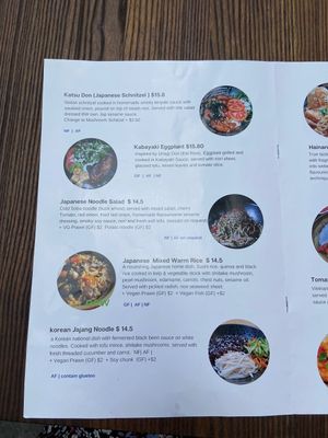 Menu at Brainwave Cafe in Sydney