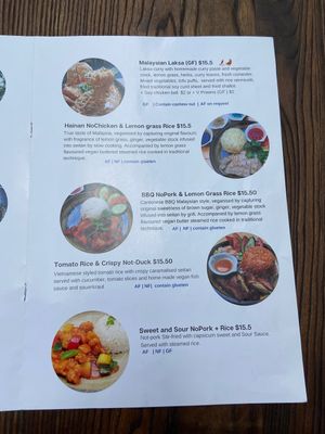 Menu at Brainwave Cafe in Sydney