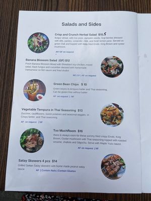 Menu at Brainwave Cafe in Sydney