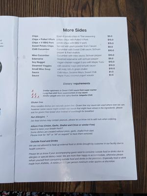 Menu at Brainwave Cafe in Sydney