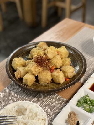 Salted ‘egg’ tofu 10/10 at Brainwave Cafe in Sydney