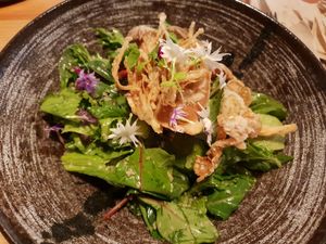 Fried mushroom salad at Brainwave Cafe in Sydney