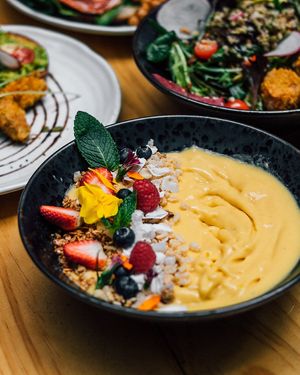 Mango and Banana Smoothie Bowl at Brainwave Cafe in Sydney