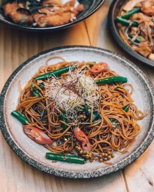 Pad Kee Mao ( Spicey Thai Noodle Stirfry ) at Brainwave Cafe in Sydney