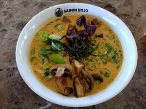 Vegan saimin at Saimin Dojo in Kapaa