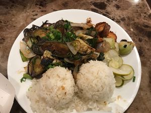 Eggplant dish at Saimin Dojo in Kapaa