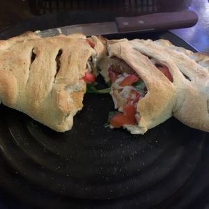 Vegan calzone  at Blue Highway Pizza in Micanopy