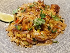 The pad thai we ordered.  at Wagamama in Muscat