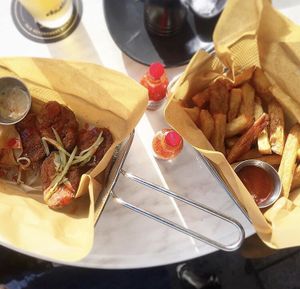 Vegan fried ‘chicken’ and fries  at O.G.B. in Christchurch