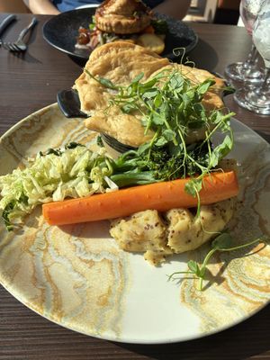 Creamy leak and chestnut mushroom pie. Hearty and filling   at Seamill Hydro Hotel in Seamill