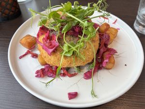 Portobello mushroom Kiev. Hearty, filling and good portion size. The roast potatoes were excellent as well.  at Seamill Hydro Hotel in Seamill