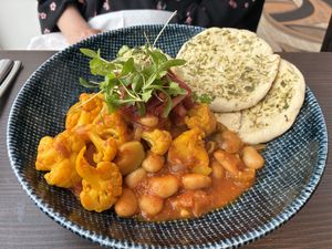 Chickpea, cauliflower and butterbean curry.  at Seamill Hydro Hotel in Seamill