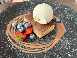 Caramelised biscuit cheesecake. Not too sweat, lovely.  at Seamill Hydro Hotel in Seamill