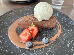 Chocolate and clementine tart. Rich without being sickly sweet.  at Seamill Hydro Hotel in Seamill