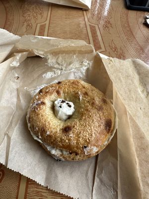 Plain bagel w/ vegan cream cheese   at Forage Market in Portland
