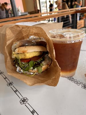 brekky sando & espresso tonic  at Forage Market in Portland