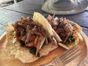 Pulled jackfruit tacos. Absolutely AMAZING!!  at Benny's On The Beach in Koh Lipe