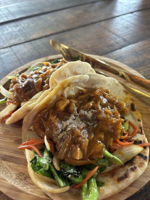 Pulled jackfruit taco - you have to try!!  at Benny's On The Beach in Koh Lipe