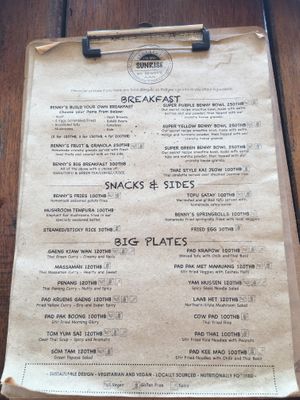 Food menu at Benny's On The Beach in Koh Lipe