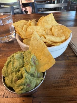 Small chips and guac (menu just has one size but they did a small, price unknown yet). They do have a happy hour which I’m not here at that time (2-5 or after 8p)   at Frelard Tamales in Seattle