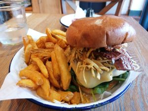 Bacon plant burger (vegan) at Honest Burgers in London