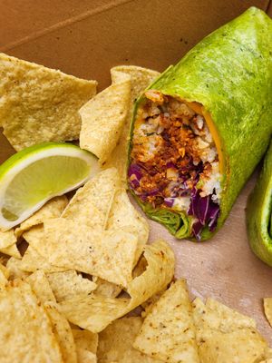 Vegan burrito at Revolucion Coffee & Juice in San Antonio