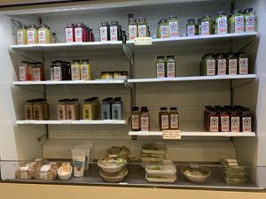 Revolucion Coffee + Juice raw juices in glass bottles at Revolucion Coffee & Juice in San Antonio