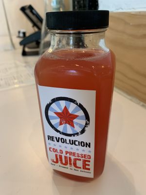 Revolucion Coffee + Juice raw juice (watermelon + pineapple + ginger) soooo good at Revolucion Coffee & Juice in San Antonio