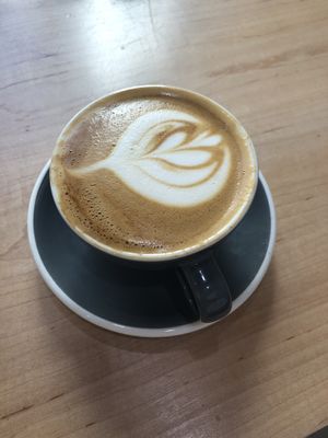 Oatmilk cappuccino at Revolucion Coffee & Juice in San Antonio