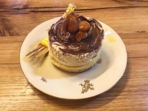 Nougat Tonka chocolate cake with homeade roasted almonds at KoBaMugasmus in Eberswalde